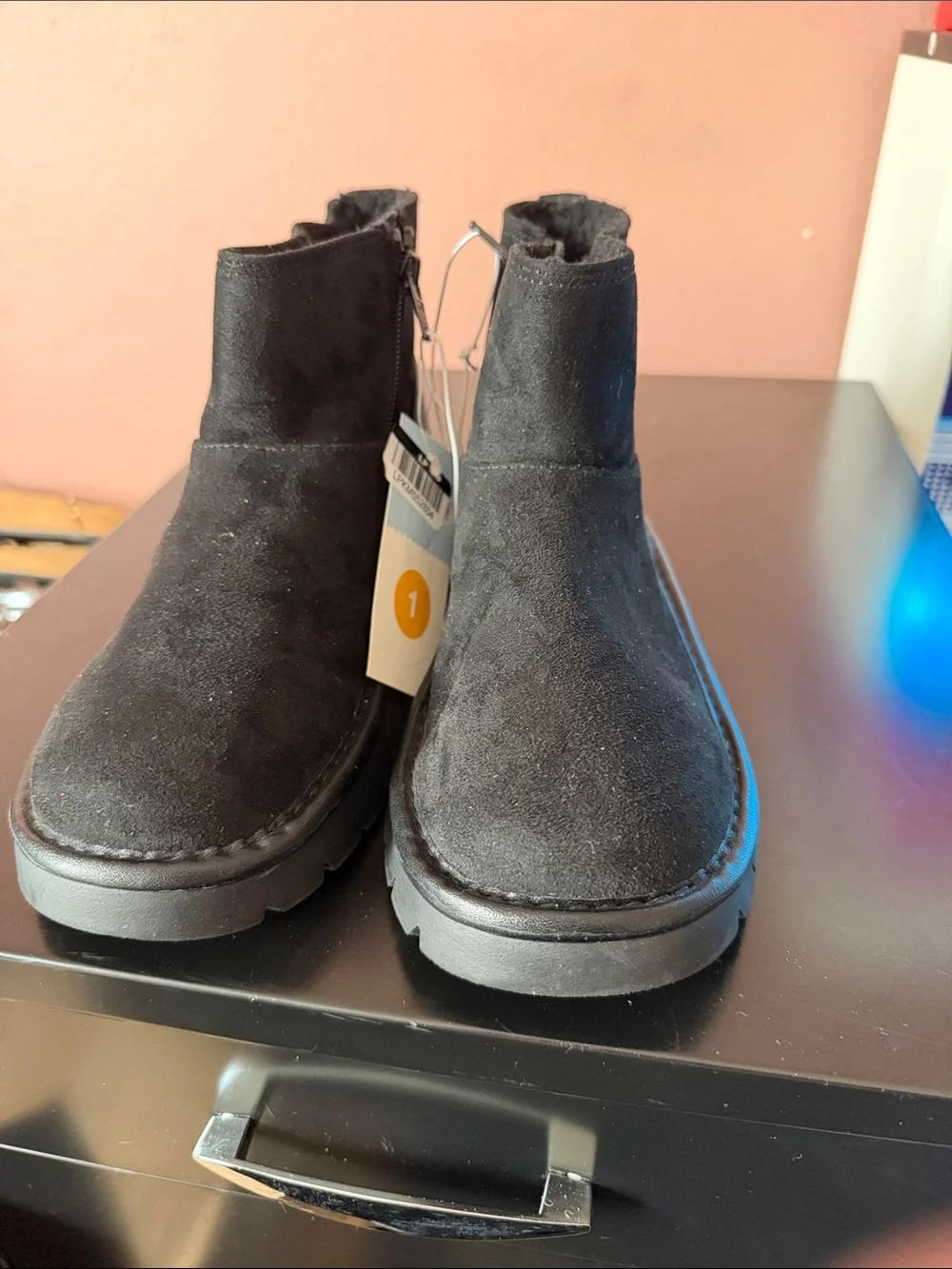 Cat & Jack Kids Black Suede Short Ankle Boots